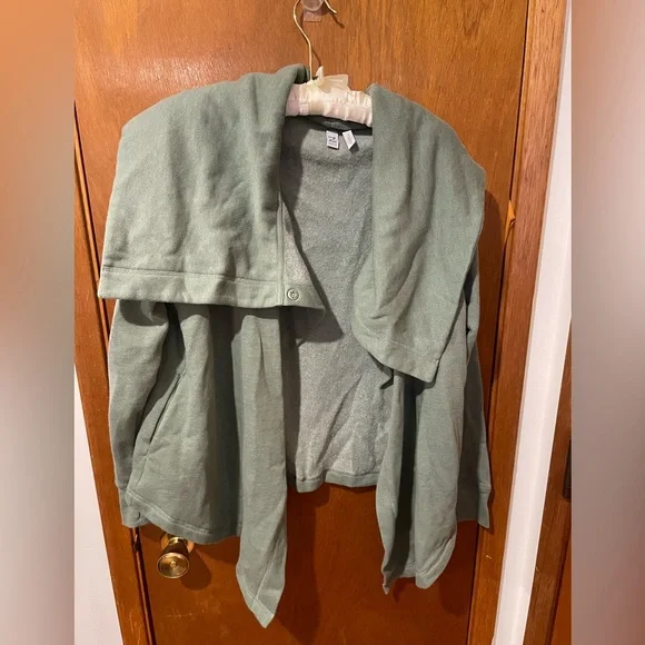 Z by Zella green shooting star drape‎ collar cardigan in green agave - large - Picture 3 of 5